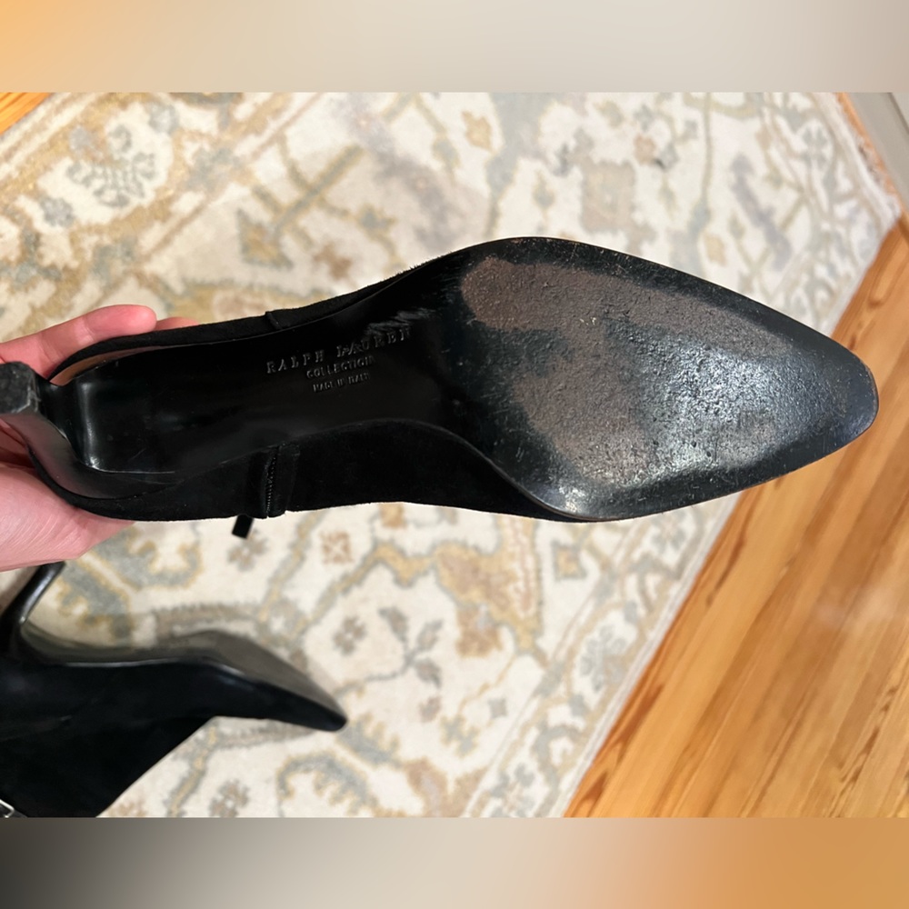 RALPH LAUREN Black Suede Ankle Boots - 9.5 - Picture 6 of 10